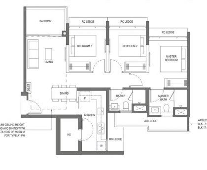 3 Bedroom sample floor plan
