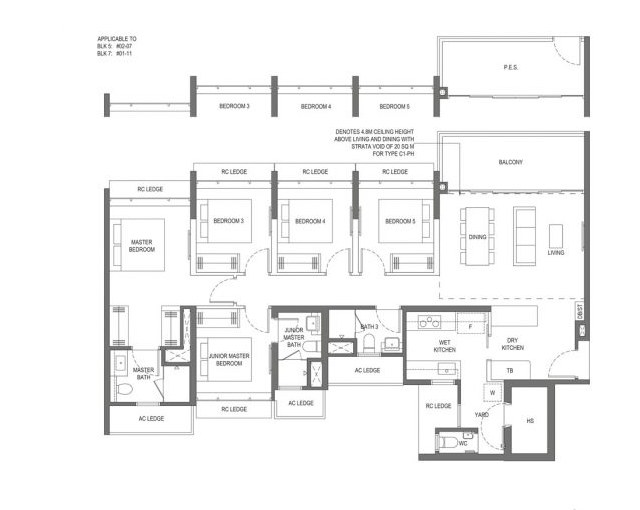 5 Bedroom sample floor plan